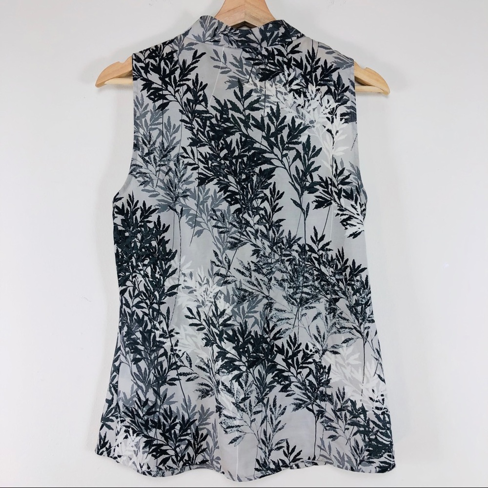Bananas Republic Y2K Bamboo Leaf Printed Tank Top Sz S Cowl Neck Career Academia - Picture 5 of 7